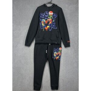 Civilized Hoodie Sweatpants Set Mens Small‎ Self Love Embroidered Streetwear